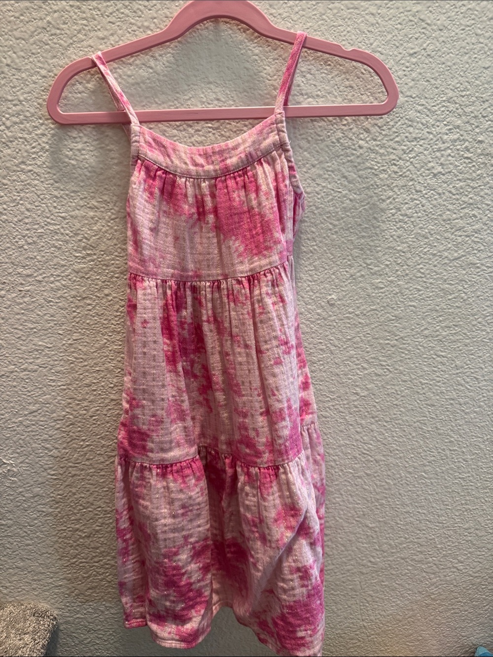 Cat & Jack Pink Tie-Dye Tiered Spaghetti Strap Dress